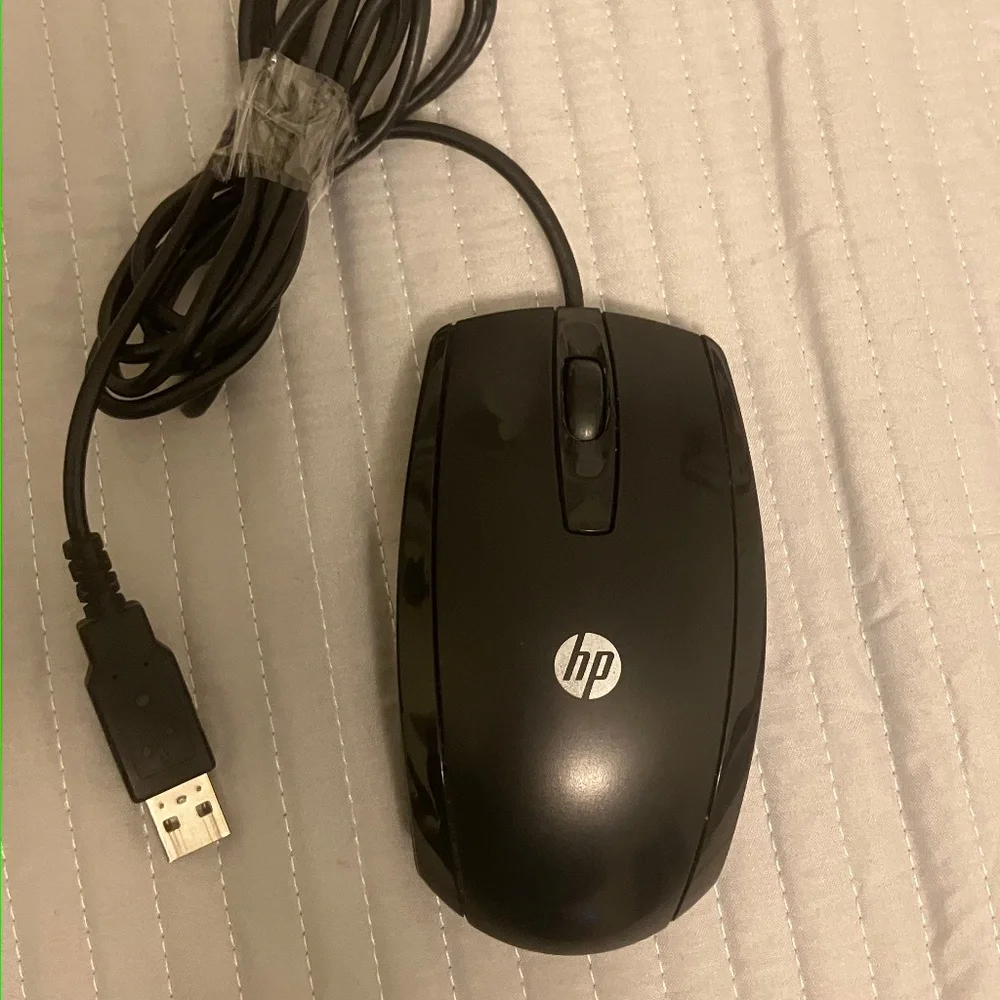 HP USB 3 Button Optical Mouse Wired Black Finish Part Number (KY619AA)